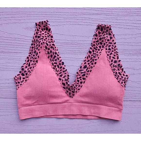 Victoria's Secret PINK padded brown leapord lace bralette bra small 32B - Picture 5 of 11